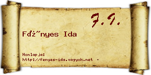 Fényes Ida névjegykártya