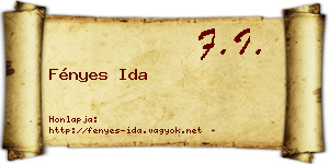 Fényes Ida névjegykártya